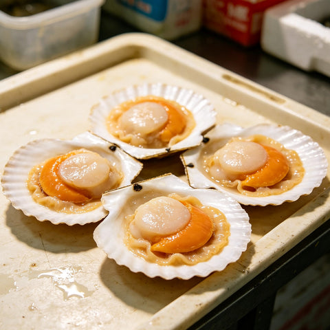 Fresh Scallops in Shell with Roe